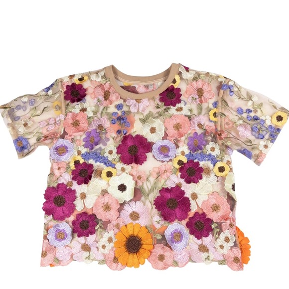 Anthropologie Tops - Anthropologie Dolan Blouse Womens Medium Multicolor Floral Embroidered Boho Top
